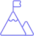 Purple outline of a flag hoisted on a mountain top