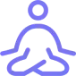 Icono de una persona en postura de meditación sentada, que representa las sesiones de seguimiento para mantener una práctica regular de yoga