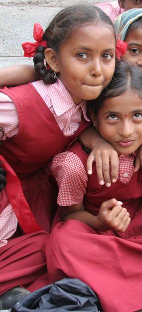 School girls eating