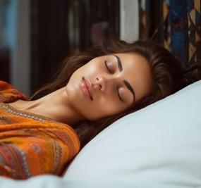 Young lady sleeping during night