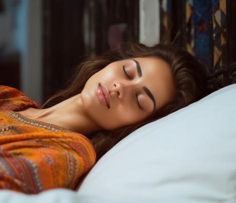 Young lady sleeping during night