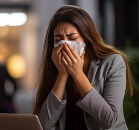 A lady coughing