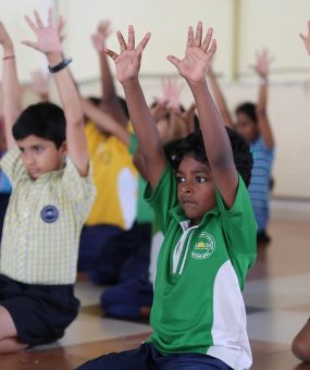 Kids doing yoga