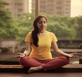 Meditating young lady