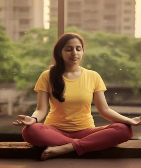 Meditating young lady