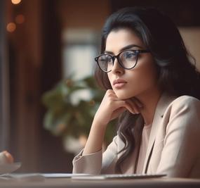 stressed woman in office