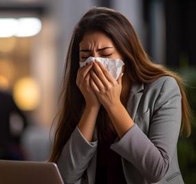 A lady coughing