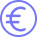 Circular outline of Euro currency icon in purple color with a circle around it
